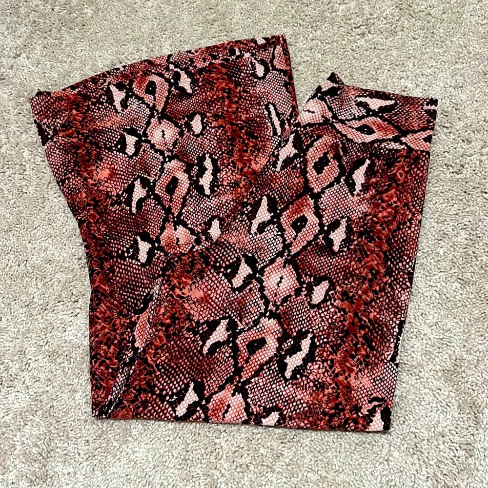 Snake Print Bell Bottom Easy Pants
